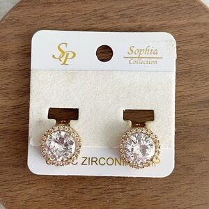 Sophia Collection Halo Earrings CZ Clip On